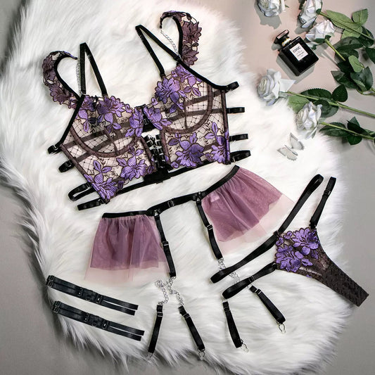 Purple Floral Suspenders, Gently Initiate the Prologue of Ultimate Sensuality